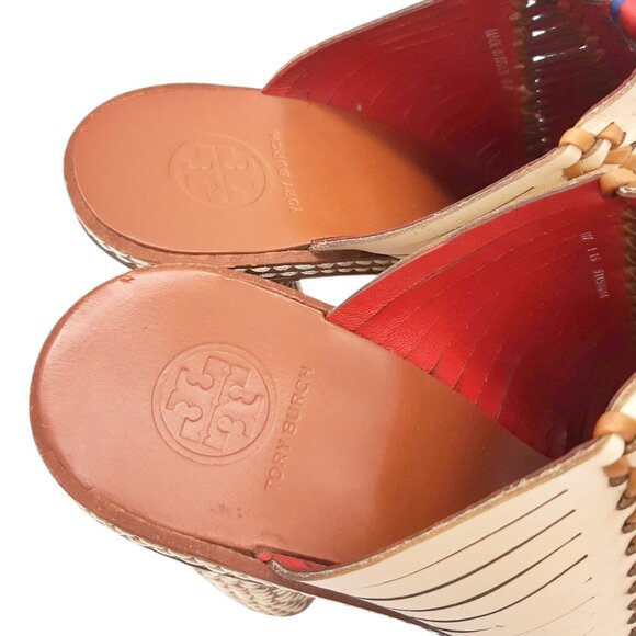 Tory Burch Pecha Woven Leather Mules in Dulce De Leche SZ 8 - Picture 9 of 13